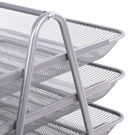 Лоток горизонтальный для бумаг BRAUBERG "Germanium", 5 секций, 370х355х295 мм, металл, серебро, 237972 - Лотки горизонтальные (поддоны)