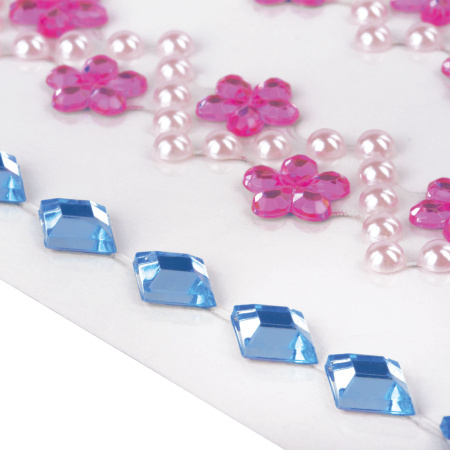 Стразы самоклеящиеся на ленте "Цветочная волна", 6-15 мм, 5 лент, на подложке, ОСТРОВ СОКРОВИЩ, 661587 - Стразы для творчества