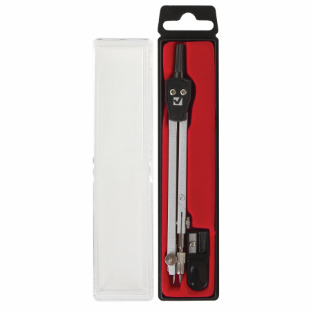 Готовальня BRAUBERG "Architect", 2 предмета: циркуль 140 мм со сгибаемой ножкой, точилка, пенал с подвесом, 210322 - Циркули и готовальни