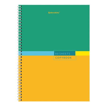 Тетрадь А4, 80 л., BRAUBERG, гребень, клетка, обложка твердая, "Color", 404055 - Тетради формата А4