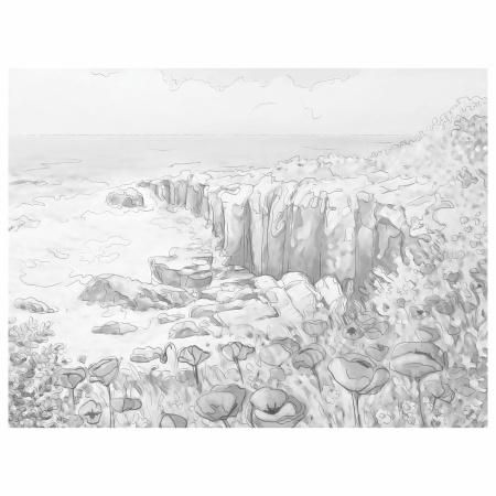 Холст на картоне с контуром BRAUBERG ART CLASSIC "ЦВЕТЫ И МОРЕ", 30х40, грунтованный, хлопок, 191541 - Холсты