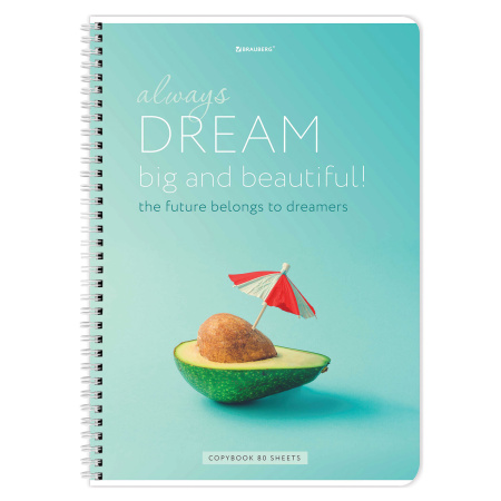 Тетрадь А4, 80 л., BRAUBERG, гребень, клетка, обложка картон, "Dream", 404049 - Тетради формата А4