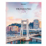 Тетрадь А5, 96 л. BRAUBERG, скоба, линия, обложка картон, "Traveling" (микс в спайке), 404439 - Тетради более 60 листов