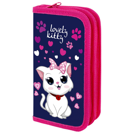 Пенал ПИФАГОР, 2 отделения, ламинированный картон, 19х11 см, "Positive Kitty", 271534