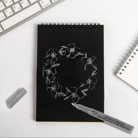 Маркер для декорирования и рисования СЕРЕБРИСТЫЙ BRAUBERG ART METALLIC, линия письма 1-3 мм, 152439 - Маркеры для хобби