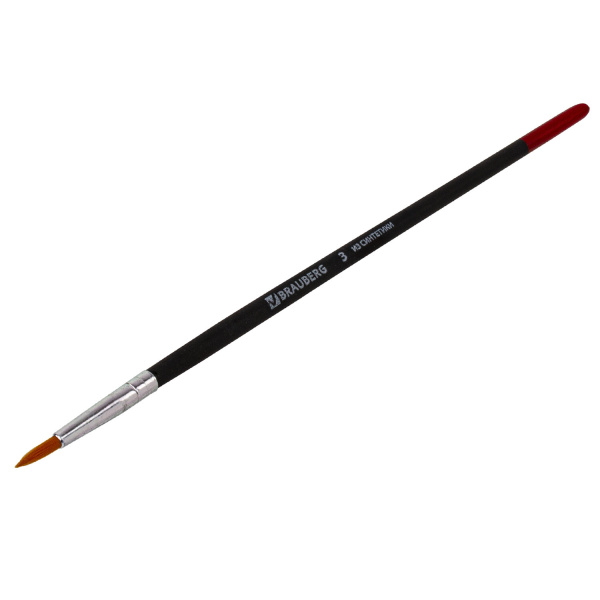 Кисть BRAUBERG, синтетика, круглая, № 3, 200209 - Кисти для рисования