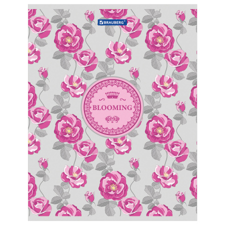 Тетрадь А5, 48 л., BRAUBERG скоба, клетка, металлизированный картон, УЗОР, 401843 - Тетради 40-48 листов