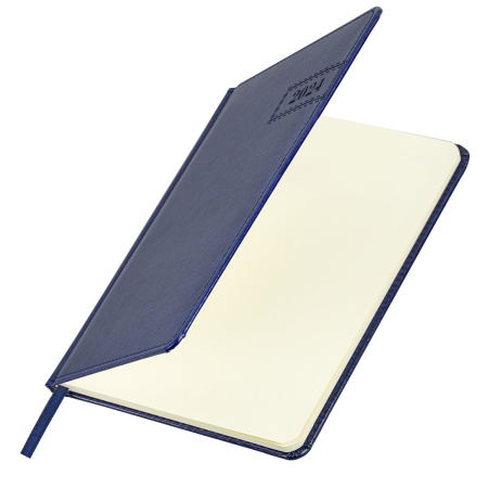 Еженедельник датированный 2024 А5 145х215 мм BRAUBERG "Imperial", под кожу, синий, 115027 - Еженедельники