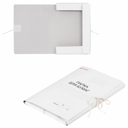 Папка для бумаг с завязками картонная мелованная BRAUBERG, гарантированная плотность 320 г/м2, до 200 листов, 121513 - Папки картонные с завязками