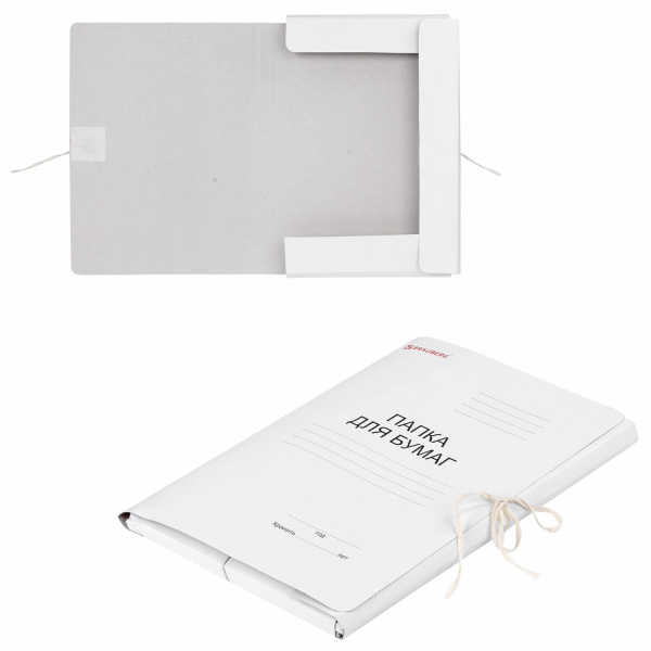 Папка для бумаг с завязками картонная мелованная BRAUBERG, гарантированная плотность 320 г/м2, до 200 листов, 121513 - Папки картонные с завязками