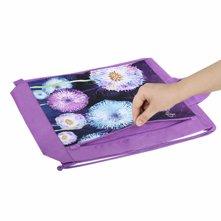 Мешок для обуви ЮНЛАНДИЯ с ручками, боковой карман на молнии, 46х36 см, "Flowers", 271065 - Мешки для обуви