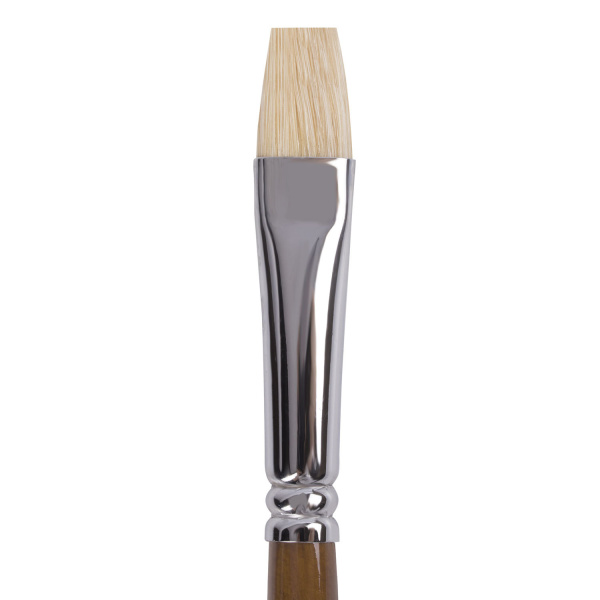 Кисть художественная профессиональная BRAUBERG ART CLASSIC, щетина, плоская, № 10, длинная ручка, 200717 - Кисти художественные из натурального волоса