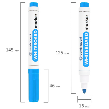 Маркер стираемый для белой доски ГОЛУБОЙ CENTROPEN "Dry-Wipe", круглый наконечник, 2,5 мм, 8559, 5 8559 0167 - Маркеры для досок
