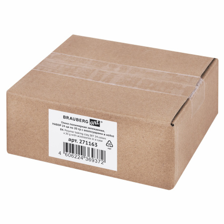 Глина полимерная запекаемая, НАБОР 24 цвета по 20 г, с аксессуарами в кейсе, BRAUBERG ART, 271163 - Глина полимерная