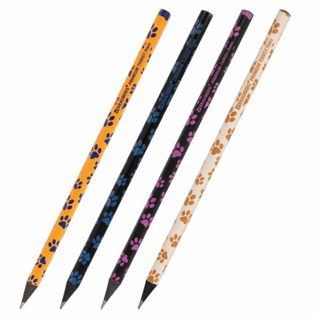 Карандаш чернографитный BRAUBERG "PREMIUM TURKEY", 1 шт., "Paws", НВ, ассорти, дисплей, 181566 - Карандаши чернографитные