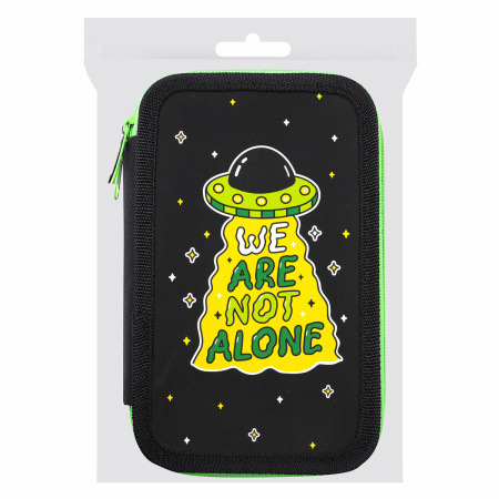 Пенал ПИФАГОР, 3 отделения, ламинированный картон, 19х11 см, "Not Alone", 271549 - Пеналы каркасные