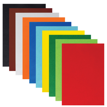 Цветной фетр для творчества А4 ЮНЛАНДИЯ 10 ЯРКИХ ЦВЕТОВ, толщина 1 мм, с европодвесом, 662048 - Фетр