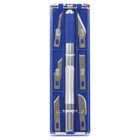 Нож макетный ОСТРОВ СОКРОВИЩ, 6 разновидностей лезвий, металл, пластиковый футляр, 237161 - Ножи специальные