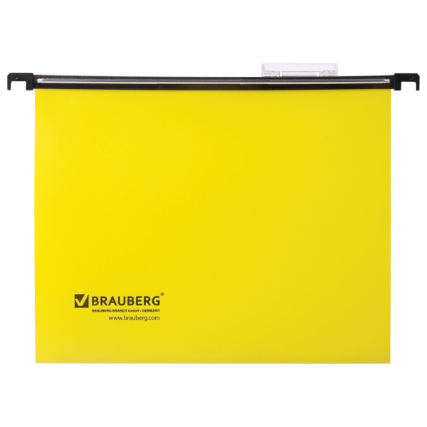 Подвесные папки А4 (350х245 мм), до 80 листов, КОМПЛЕКТ 5 шт., пластик, желтые, BRAUBERG (Италия), 231798 - Подвесные папки А4