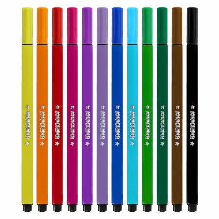 Фломастеры ЮНЛАНДИЯ "ДОМИКИ", 12 цветов, трехгранные, вентилируемый колпачок, картон, 152182 - Фломастеры классические