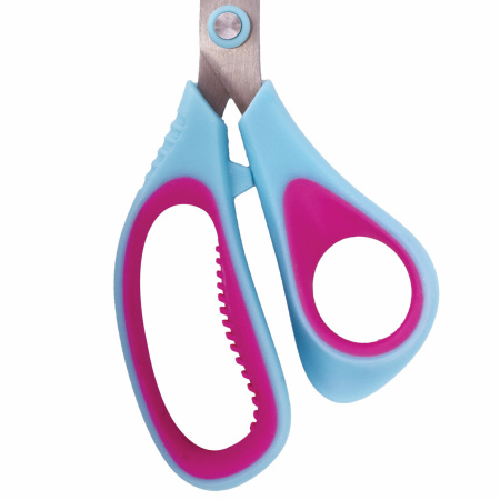 Ножницы BRAUBERG "Universal", 216 мм бирюзово-фиолетовые, ассиметричные, ребристые резиновые вставки, 236453 - Ножницы универсальные
