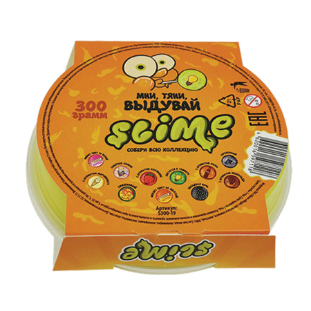 Слайм (лизун) "Slime Mega", светится в темноте, желтый, 300 г, ВОЛШЕБНЫЙ МИР, S300-19 - Игрушки релаксирующие
