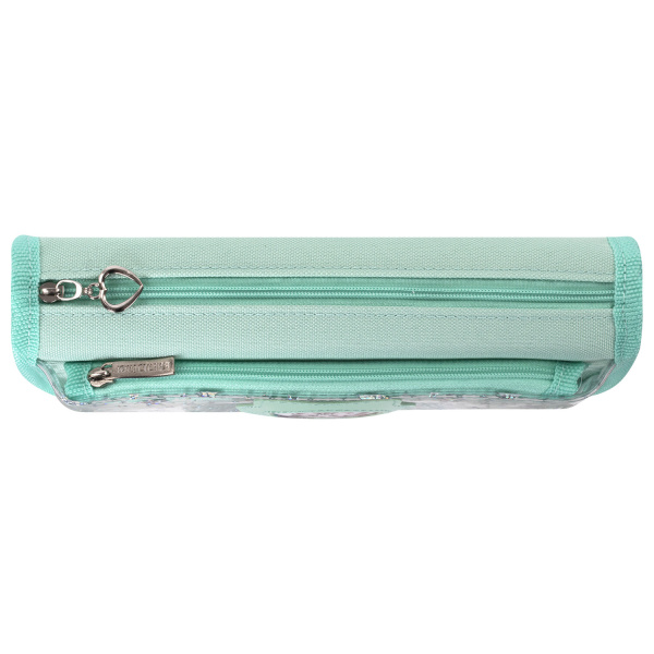 Пенал-косметичка ЮНЛАНДИЯ, 2 отделения, полиэстер, "Kitty", мятный, 21х6х9 см, 270262 - Пеналы мягкие