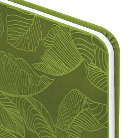 Еженедельник датированный 2024 МАЛЫЙ ФОРМАТ 95х155 мм А6, BRAUBERG "Foliage", под кожу, зеленый, 115053 - Еженедельники