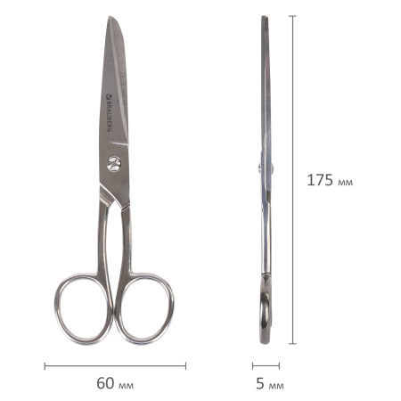 Ножницы цельнометаллические BRAUBERG "Professional", 175 мм, классической формы, 237102 - Ножницы универсальные