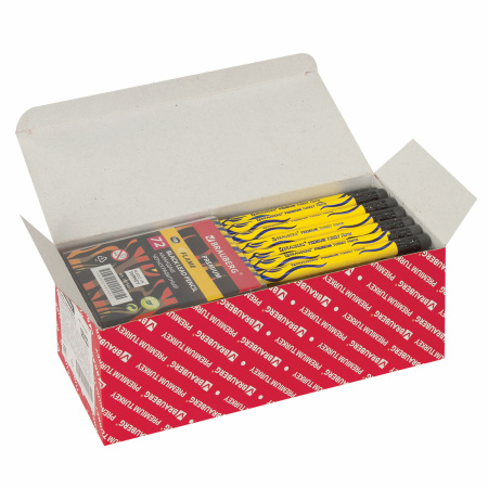 Карандаш чернографитный BRAUBERG "PREMIUM TURKEY", 1 шт., "Flame", НВ, ассорти, дисплей,181565 - Карандаши чернографитные