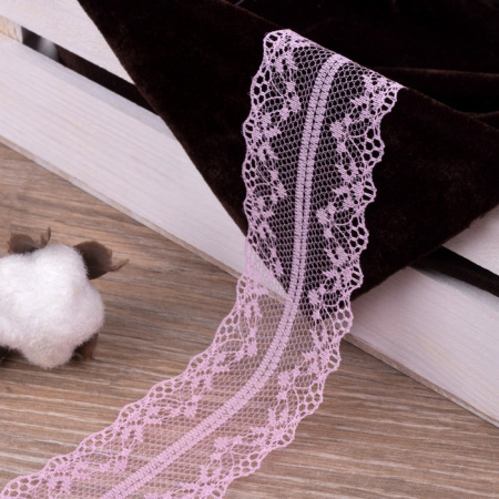 Кружево капроновое, цвет розовый, ширина 35 мм