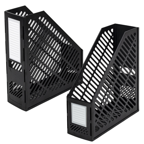 Лоток вертикальный для бумаг BRAUBERG "Office-Expert", 90 мм, сетчатый, сборный, черный, 238019 - Лотки вертикальные (стойки-уголки)