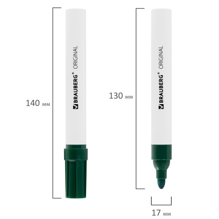 Маркеры стираемые для белой доски НАБОР 4 ЦВЕТА, BRAUBERG "ORIGINAL", 3 мм, 152120 - Маркеры для досок