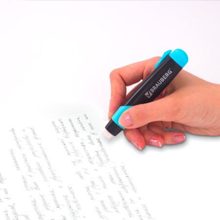 Ластик выдвижной BRAUBERG "Blaster", 112х21х24мм, белый, пластиковый держатель ассорти, 223593 - Ластики классические