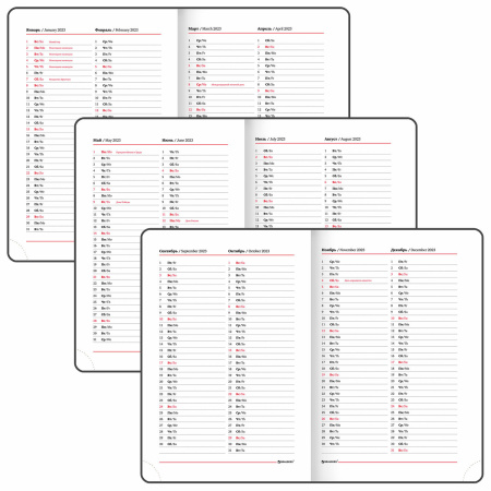Ежедневник датированный 2023 А5 138x213 мм BRAUBERG "Rainbow", под кожу, розовый, 114050 - Ежедневники с покрытием "под кожу и ткань"