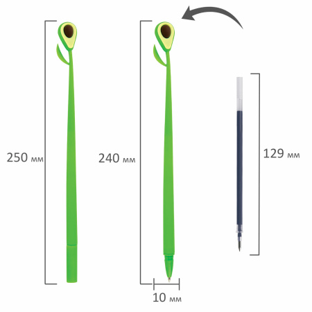 Ручка фигурная шариковая ЮНЛАНДИЯ "Авокадо", мягкий силиконовый корпус, СИНЯЯ, пишущий узел 0,7 мм, 143794 - Ручки фигурные