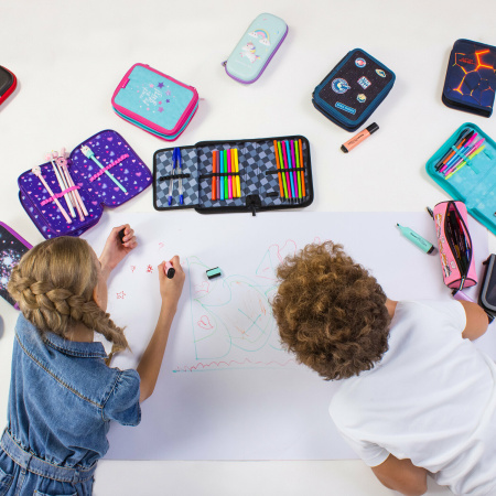 Пенал BRAUBERG, 3 отделения, полиэстер, 21х14 см, "Reach for the stars", 270728 - Пеналы каркасные