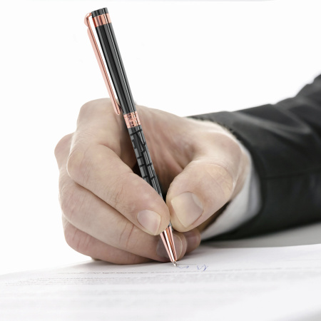 Ручка подарочная шариковая GALANT "Vitznau", корпус серый, золотистые детали, пишущий узел 0,7 мм, синяя, 141664 - Ручки шариковые подарочные