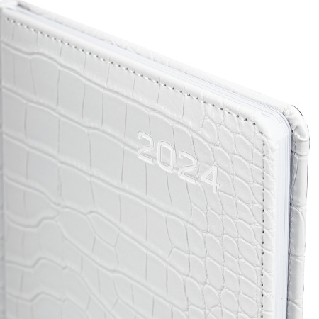 Еженедельник датированный 2024 А5 145х215 мм BRAUBERG "Party", под кожу, белый, 115032 - Еженедельники