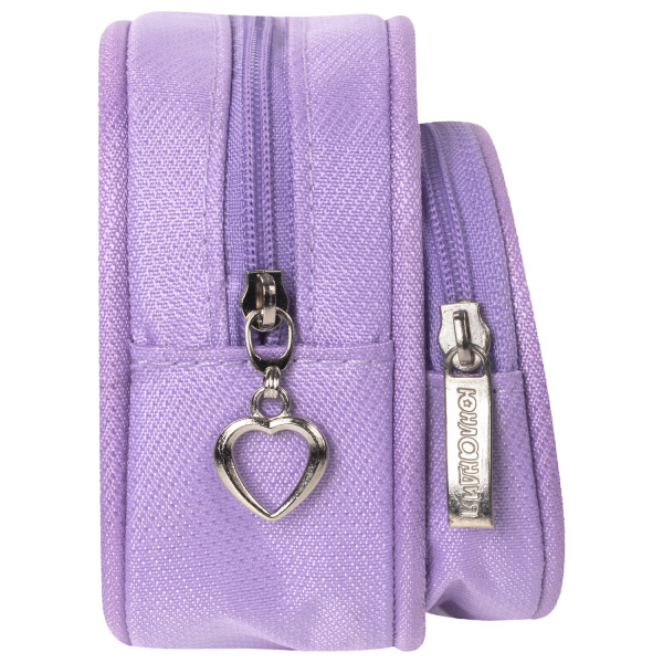 Пенал-косметичка 2 отделения, полиэстер, "Butterfly", фиолетовый, 21х6х9 см, 270256 - Пеналы мягкие