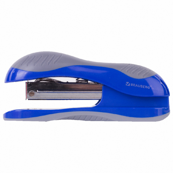 Степлер №24/6, 26/6 BRAUBERG "JET", до 25 листов, эргономичный, сине-серый, 229689 - Степлеры настольные