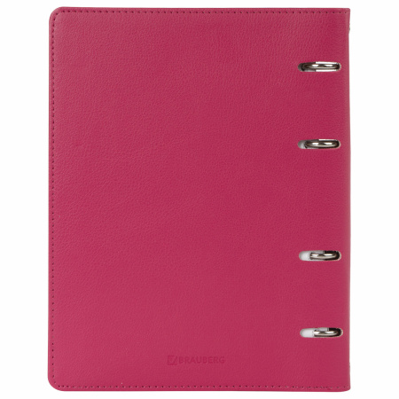 Тетрадь на кольцах А5 (180х220 мм), 120 листов, под кожу, клетка, BRAUBERG "Joy", розовый/светло-розовый, 129990 - Тетради на кольцах и сменные блоки к ним