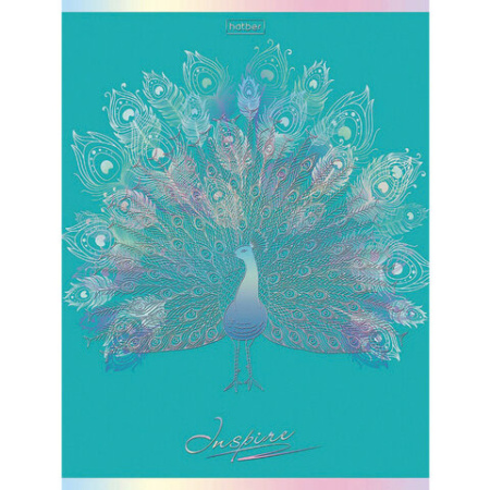 Тетрадь А5, 48 л., HATBER, скоба, клетка, матовая ламинация, 3D, "Вдохновение", 1 шт,  48Т5лофВ1 - Тетради 40-48 листов