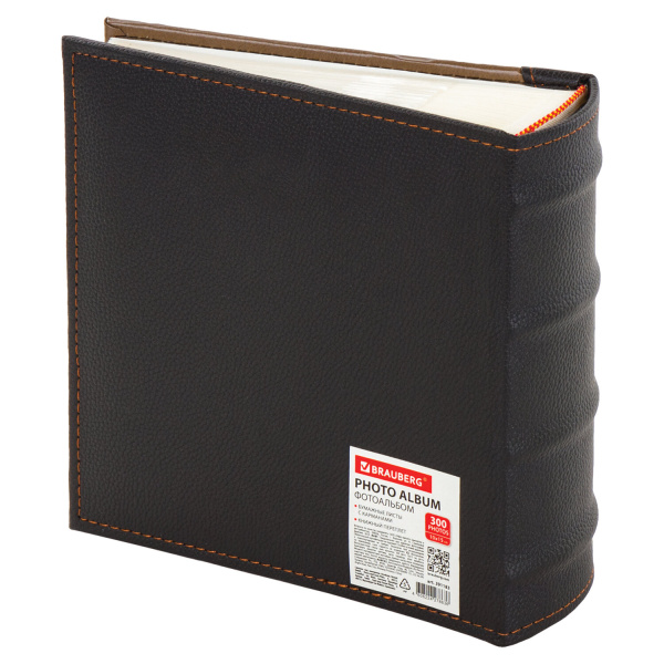 Фотоальбом BRAUBERG "Business style" на 300 фото 10х15 см, под кожу, бумажные страницы, бокс, 391183 - Фотоальбомы