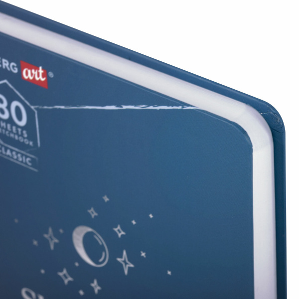 Скетчбук, белая бумага 160 г/м2, 145х203 мм, 80 л., твердая обложка, BRAUBERG ART CLASSIC "Ночь", 114593 - Альбомы, скетчбуки и бумага для графики и эскизов