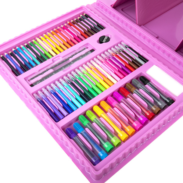 Набор ЮНОГО ХУДОЖНИКА "Единорог" для рисования и творчества с мольбертом ПИФАГОР, 208 предметов, 664631 - Наборы юного художника