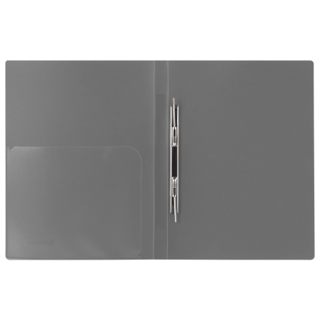 Папка с металлическим скоросшивателем и внутренним карманом BRAUBERG "Диагональ", серебристая, до 100 листов, 0,6 мм, 221353 - Папки с пружинным и пластиковым скоросшивателем