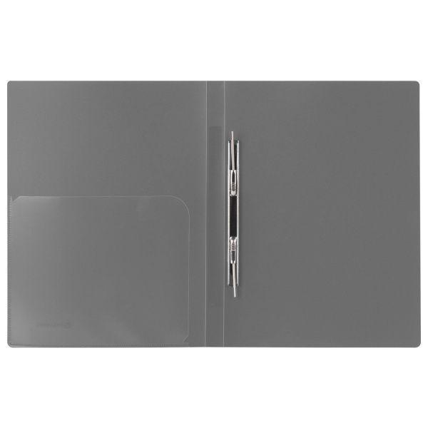 Папка с металлическим скоросшивателем и внутренним карманом BRAUBERG "Диагональ", серебристая, до 100 листов, 0,6 мм, 221353 - Папки с пружинным и пластиковым скоросшивателем