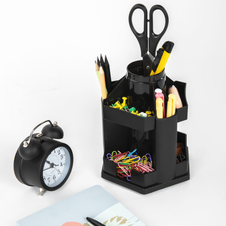 Подставка-органайзер "Maxi Desk", вращающаяся, 120х140х175 мм, 10 отделений, черная, ОР200 - Подставки канцелярские без наполнения