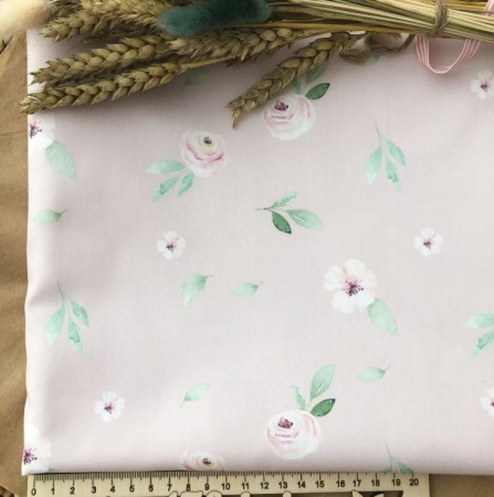 Ткань для рукоделия " Цветочки на бежевом фоне" 30*80 см. 100% хлопок, плотность 140 г/м2